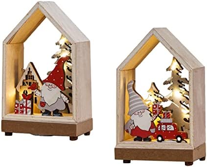 Warkul Božićna LED drvena kuća užarena Santa Claus Drvena kuća za zabavu za zabavu Početna Decro Decor Christmas