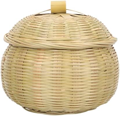 Anoily bambusova kolekcija jaja Bamboo košarna košara sa poklopcem Naturalni ručno izrađeni tkani voćna korpa okrugle jaje skladištenje košarica za skladištenje povrća za kućni restoran hotel