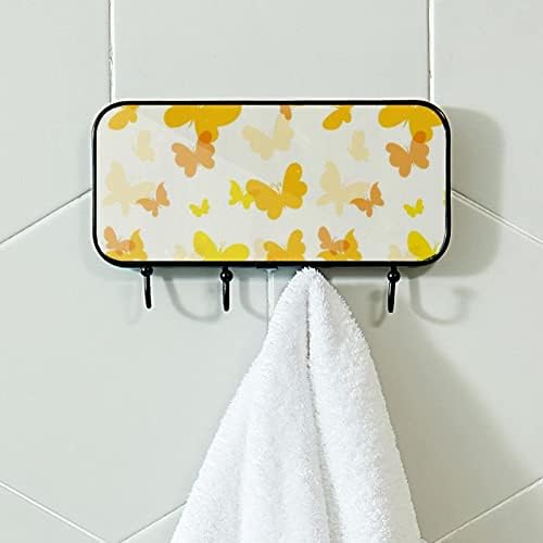 Slatki žuti leptiri za ispis stalak za nosač zida, ulazni kaput nosač sa 4 kuka za kapute kaputi za ručnik torbica haljina kupaonica ulaznica za dnevnu sobu