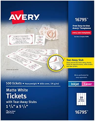 Avery mat bijele štampati karte sa Suza-Away stubovima, 1-3/4 x 5-1/2, paket 500 & ime značka umetaka, ispisati ili pisati, 3 x 4 inč, 300 kartica zaliha punjenje , bijeli