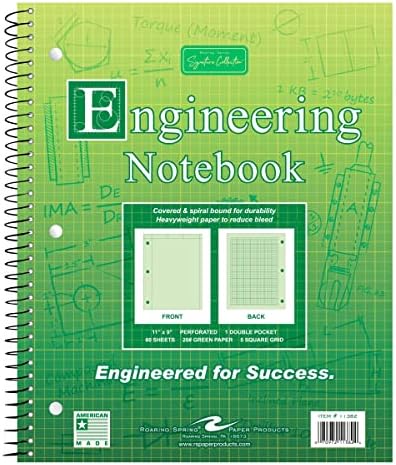 Roaring Spring Engineering Wirebound Spiral Notebook, 8.5 x11, 80 listova po knjizi, teški 20 # zeleni tonirani papir, Računarska podloga, ponosno napravljena u SAD-u, Ploča za podršku u teškoj kategoriji