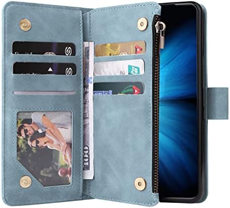 LBYZCASE Case za Galaxy Z Fold 4 5G 2022 sa utorima za kartice, izdržljiv Flip Folio stalak za magnetno