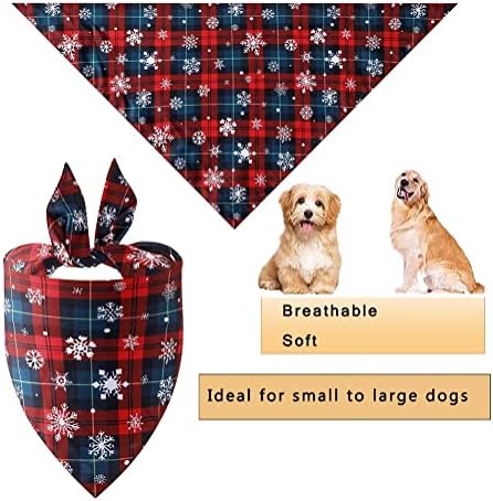 3 Pack Božićni pas Bandanas Holiday Plaid Snowflake Dog Bandana za male, srednje, velike pse
