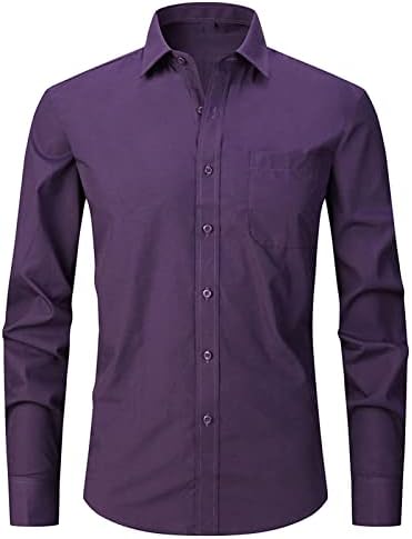 Maiyifu-GJ Muška prugasta košulja jednobojna dugmad sa dugačkim rukavima Ležerne košulje sa džepom