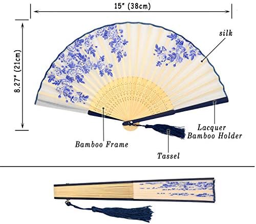 Leehome sklopivi ventilatori za žene -Cinese japanski 2pcs Vintage bambus svileni ventilatori