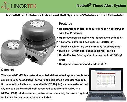 Linortek Netbell-KL-E1 Network Automatska all-in-one Extra Glasna škola Fabrika skladišta Break Bell Sistem Programibilni Bell Timer Controller W / Jedno vanjsko zvono