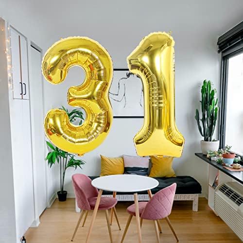 Qweqwe Gold broj 41 Baloni 40 FOIL broj balona 41. rođendan baloni Digital 41 helijumski baloni