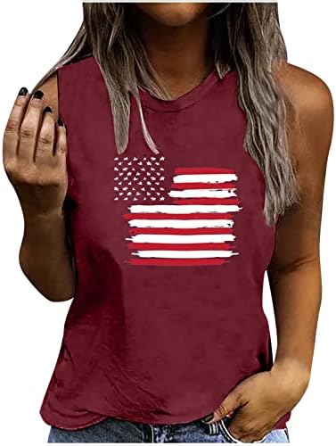Ženski vrhovi američkim stavovima za zastavu za žene Patriotska majica 4. srpnja SAD-Sjedinjene Američke Države Stars Stripes Print majica bez rukava