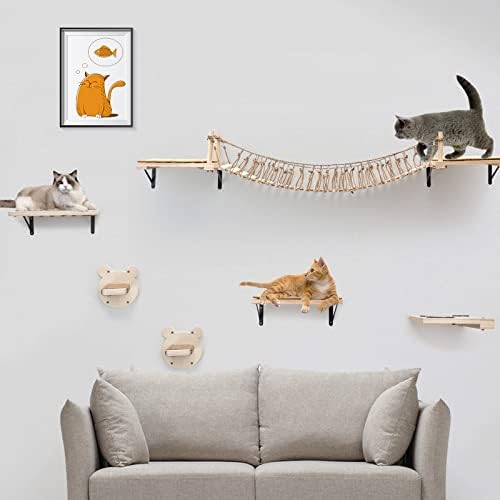Litail Cat zidne police i sječa, zidna mačja most, plutajuća mačka polica sa mačkama s grebanjem
