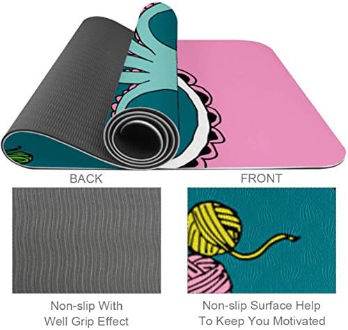 Unicey debela neklizajuća Vježba & amp; fitnes 1/4 prostirka za jogu sa Octopus Pink Cute Print za Yoga Pilates & amp; Vježba fitnesa na podu