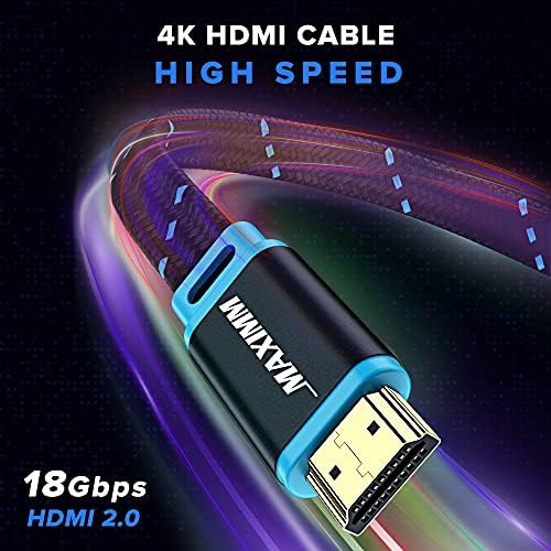 Maximm 4K HDMI kabel, 8ft, super-tanak ravni prostor za uštedu prostora, brzi HDR HDMI 2.0 pletenica, 3-pakovanje, ul-ul