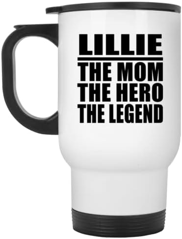 Dizajnirajte Lillie The MoM Hero The Legend, bijela putna krigla 14oz izolirana od nehrđajućeg čelika, pokloni za rođendan godišnjica Božićni dan majke
