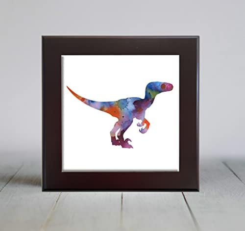 Velociraptor Apstraktna Akvarelna Umjetnost Dekorativna Pločica