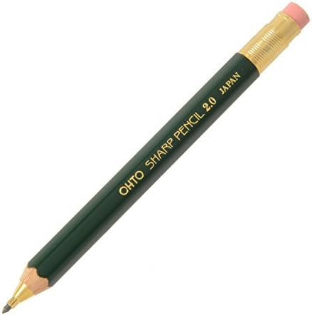 Ohto mehanička olovka oštra od drveta sa gumicom 2.0, 2.0 mm, žuto tijelo