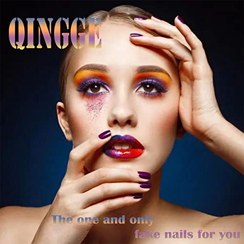 QINGGE pritisnite na noktima Nude Pink Square lažni nokti na nogama sa Kovitlacima dizajn lažni nokti Actylic nožni nokti za žene sjajni vrhovi noktiju za nokte lepak na noktima 24 kom