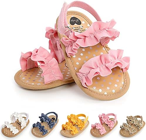 Bellocasa sandale za dojenčad za djevojčice ljetna plaža svjetlucave kićanke princeza ravne neklizajuće prve šetače novorođene krevetiće