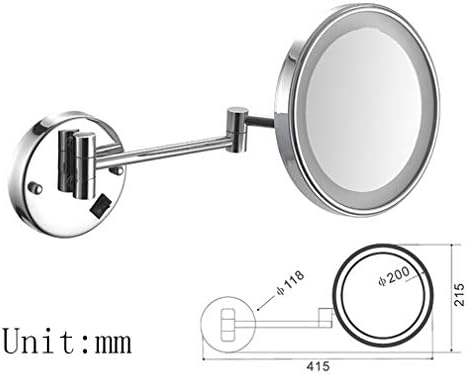 Ogledalo za šminkanje sa svetlima, dvostrano zidno ogledalo za lepotu 3x uvećanje ogledalo za kupatilo na proširivanje Kozmetičko ogledalo ožičeno povezivanje,srebro