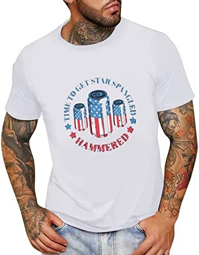 XXVR MENS Patriotcke majice Skraćeno majice Summer American Flag Pismo Ispis Crewneck Ležerne prilike