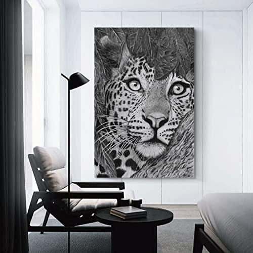 MLXFCGA Leopard životinjski crno-bijeli Poster na platnu na drvetu slika posteri i grafike zidne umjetničke slike za dnevni boravak dekor spavaće sobe 08x12inch Neuramni stil