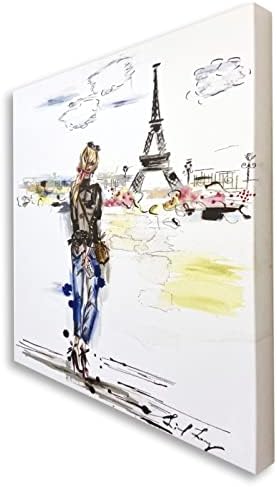Colleen Karis Designs / Ali Prvo, Pariz! / Akvarelna platnena zidna Umjetnost, 24x20