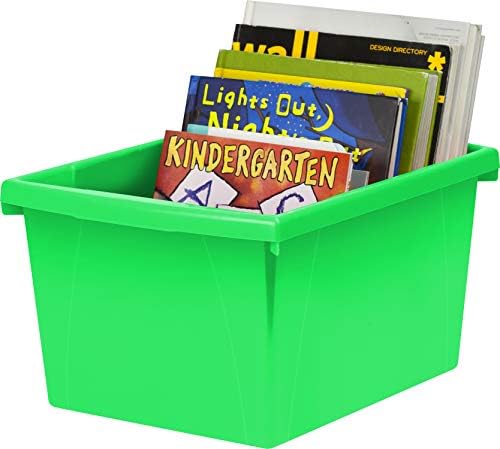 Storex kanta za odlaganje od 4 galona – plastični Organizator učionice za knjige i potrepštine, zelena, 1 pakovanje