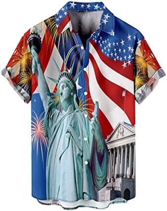 XXBR MENS Havajska majica Dan nezavisnosti 3D digitalni tisak Skraćeno rukav Summer Beach Majica