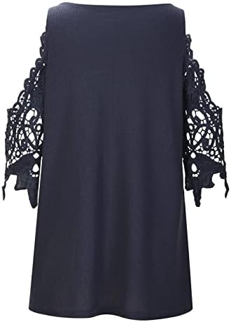V izrez Top Tee za žene Ljeto Jesen 2023 Odjeća Trendy kratki rukav čipka pamučna ručak bluza od vafle