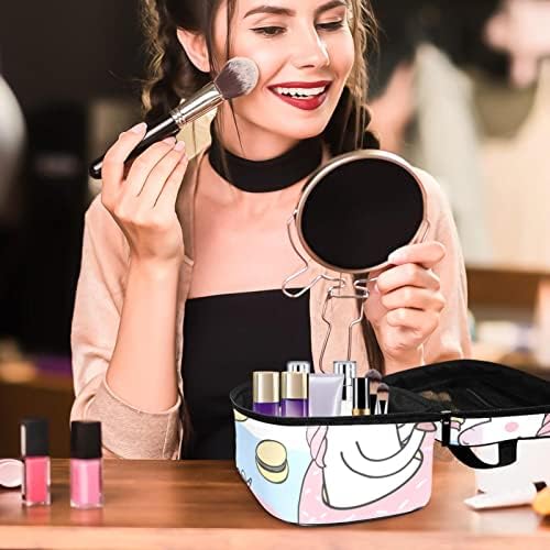 Ružičasta jednoroga s prugama za šminke za šminku Travel Makeup Torba Vodootporni prenosivi kozmetički slučajevi