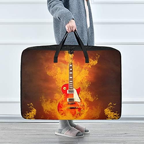 N / A Torba za pohranu odjeće u zemljište za jorganu - veliki kapacitet Rock gitara u plamenu Vreća za vatrene organizatore sa patentnim ukrasom za posteljinu za posteljinu