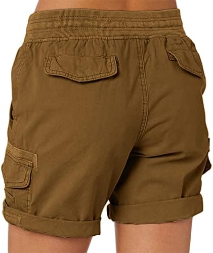 Kratke kratke hlače za žene Ležerne prilike ljetne lagane mekane vučne elastične struke Čvrsto boje Bermuda Teretne kratke hlače sa džepovima Ženske kratke hlače