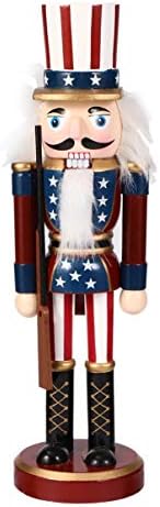 PRETYZOOM Patriotski Orašar figurice drveni ujak Orašar SAD Zastava Orašar vojnik statua 4. jula stolni ukrasi