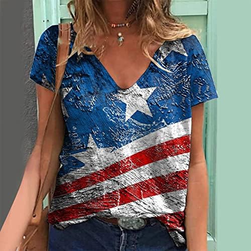 Tee Shirts Woman Independence Day For Women Print Daily Summer Shirts for Women's V Neck Tank Tops American 4