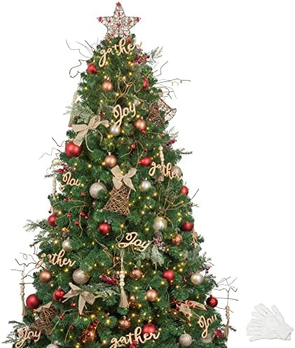 KI Store 7ft božićno drvce sa ukrasima i svjetlima udaljenim i tajmerima Woodland Božićne ukrase, uključujući 7 metara, cijelo stablo, stablo drveća, USB LED svjetla
