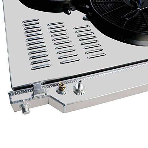 CoolingMaster 2 redni aluminijumski radijator+ventilator + relej kompatibilan sa 2003-2007 Ford 6.0 L F350 F250 F450 Powerstroke 2 redni radijator+ventilator Pokrova+relej