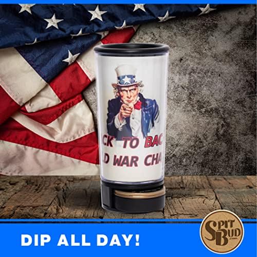 Unlce Sam by Spit Bud - the Ultimate Spittoon for Chew-Portable Dip & Snuff Cup sa poklopcem, Pop jezičak, prosipanje lijevak, može rezač & amp; Holder-Fit in držači čaša-drži 8oz-Made in USA