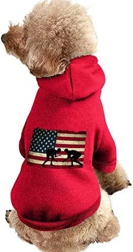 USA Flag Wrestling-1 Duksevi za pse Slatka dukserica sa kapuljačom kod kućnog ljubimca odijelo kaput sa