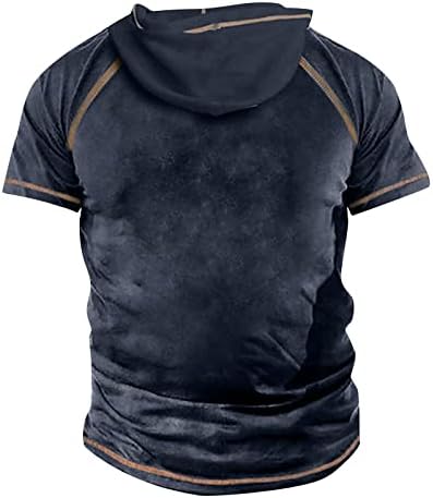 Muška tanka fit komforna košulja tiskane majice na otvorenom ulicom kratkih rukava s kapuljačnim gumbom