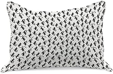 Ambesonne Salamander Pleted Pletelica, jednobojna ilustracija ponavljanja životinje za puzanje divljih životinja, standardni poklopac jastuka kraljice za spavaću sobu, 30 x 20, siva ugljena bijela