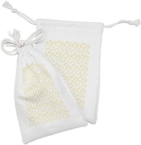 Ambesonne cvjetna torbica tkanina set od 2, energični romantični proljetni cvjetovi tulipani uzorak, mala torba za vuču za toaletne potrepštine maske i favorizira, 9 x 6, senf