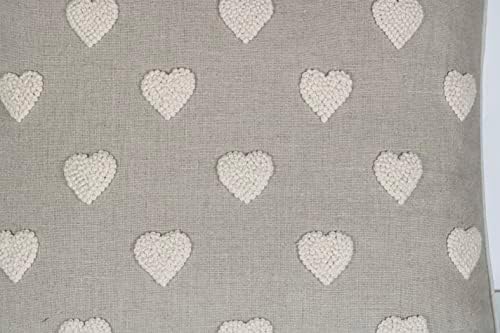 Ručna ručna veznih francuskih čvorova srca Kvadratni ukrasni naklopac jastuka za dolje - Dorni za spavaće sobe, par sa par, poklon za valentinovo - 18x18 inča, prirodno