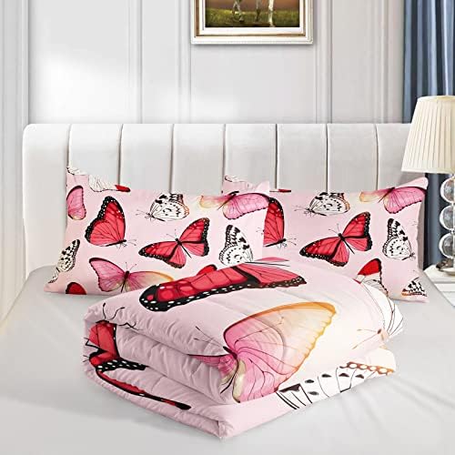BSntho ružičasti leptir Komfornik za djevojke Crvena leteća leptir dječji posteljina set Twin Veličina životinjskog