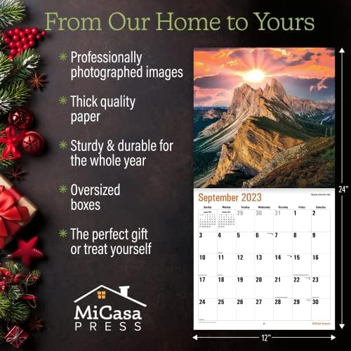 Micasa sjajne sezone 2023 Mesenski zidni kalendar sećanja | 12 x 24 otvoren | Gust i čvrst papir |