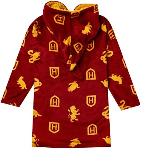 Harry Potter Kids pokrivač s kapuljačom prevelikim flisom Ultra mekan i udoban Hogwarts po cijelom printu Crvena