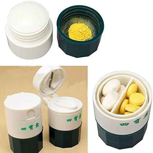 dezirZJjx kutija za pilule, vrhunska praktična pilula za tablete, rezač za mlin za drobilicu, kutija za Organizator za skladištenje-Bijela + Vojska zelena