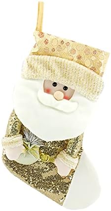 Madw Božićne čarape Božićna dekoracija drva Santa, Snowman, Reindeer 3D uzorak Božićne čarape sa šal zlatnim