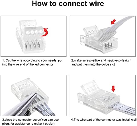 Vipmoon 32.8FT 4-pinski RGB kabel kabela i 10pcs 4-pinski LED lagani trake Strip za žice Brza priključak