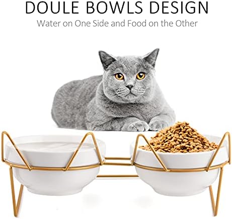 Trosetry posude za mačke, dvostruke keramičke posude za kućne ljubimce sa nagnutim postoljem za hranu