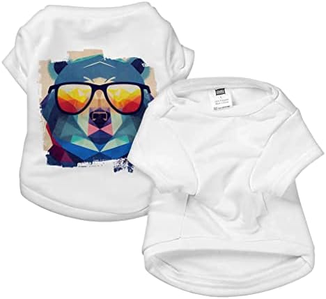 HIPSTER aktivna majica za životinje - Majica Bear Pas - Cool Dog Odjeća - Bijela, L