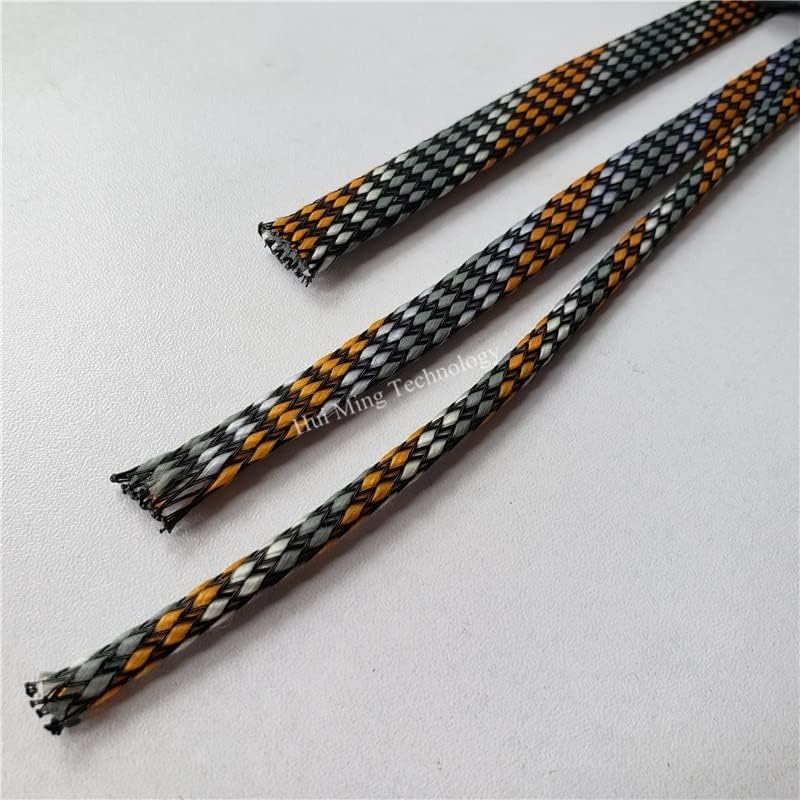 Navlake za pet kablove 4mm/8mm / 12mm narandžasto siva PP pamučna pređa elastičnost pletena žica Zmijska koža štiti najlonske mrežaste signalne kablove -