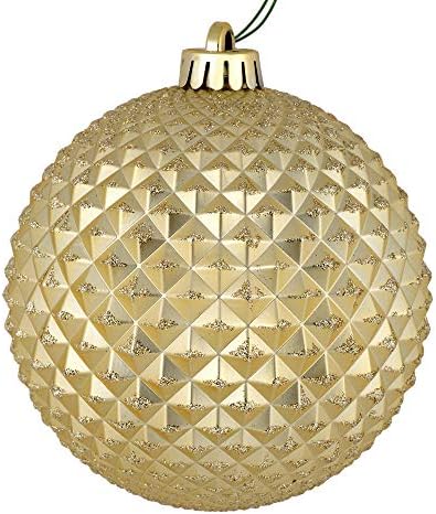 Vickerman 6 šampanjac Durian Glitter Ball Ornament, 4 po vrećici